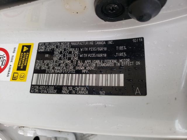 Photo 10 from auction – 2015 LEXUS RX with VIN 2T2ZK1BA0FC173122