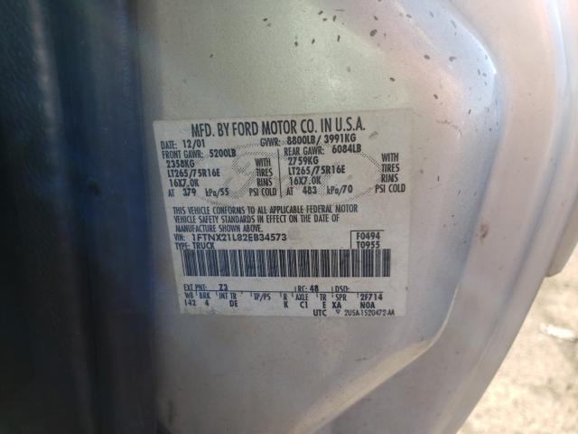 Photo 10 from auction – 2002 FORD F250 SUPER with VIN 1FTNX21L82EB34573