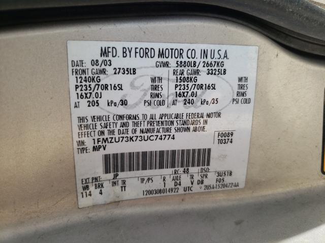 Photo 10 from auction – 2003 FORD EXPLORER X with VIN 1FMZU73K73UC74774