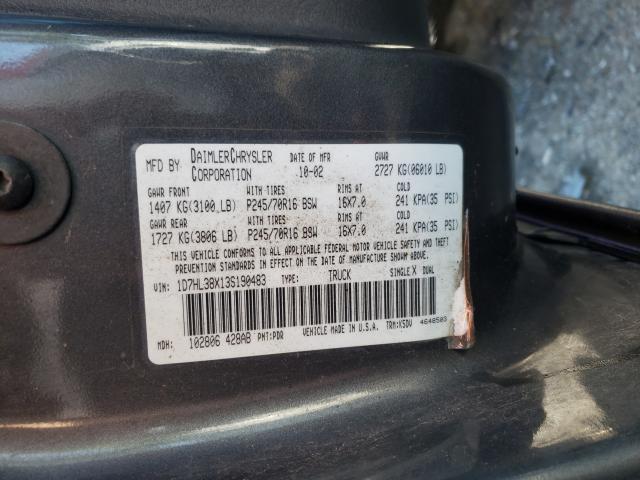 Photo 10 from auction – 2003 DODGE DAKOTA QUA with VIN 1D7HL38X13S190483