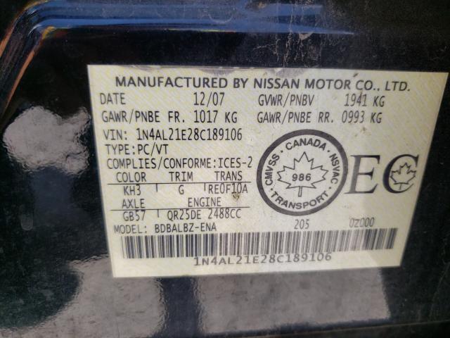 Photo 10 from auction – 2008 NISSAN ALTIMA 2.5 with VIN 1N4AL21E28C189106