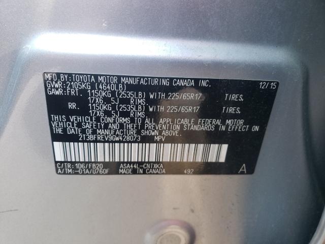 Photo 10 from auction – 2016 TOYOTA RAV4 LE with VIN 2T3BFREV9GW428073