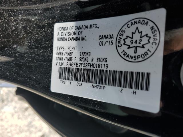 Photo 10 from auction – 2015 HONDA CIVIC LX with VIN 2HGFB2F52FH018119