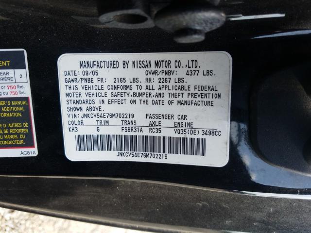 Photo 10 from auction – 2006 INFINITI G35 with VIN JNKCV54E76M702219