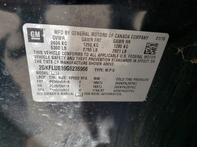 Foto 10 de la subasta – 2016 GMC TERRAIN SL con VIN 2GKFLUE39G6235966