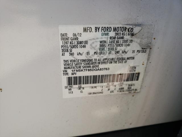 Photo 10 from auction – 2013 FORD EXPLORER L with VIN 1FM5K7F85DGA83763