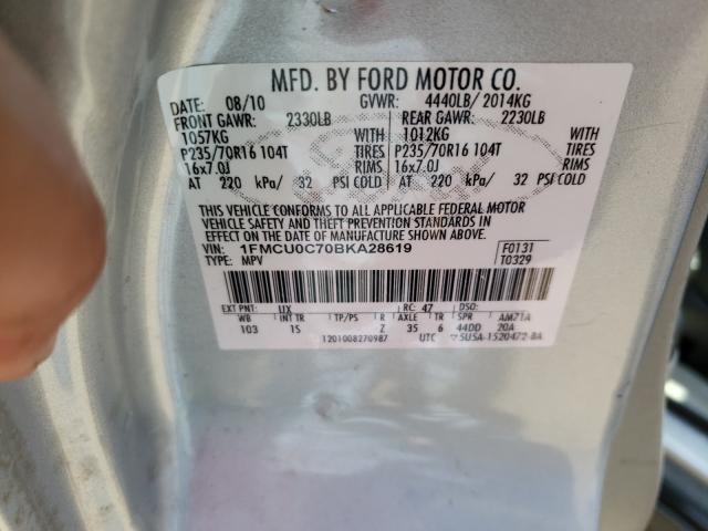 Photo 10 from auction – 2011 FORD ESCAPE XLS with VIN 1FMCU0C70BKA28619
