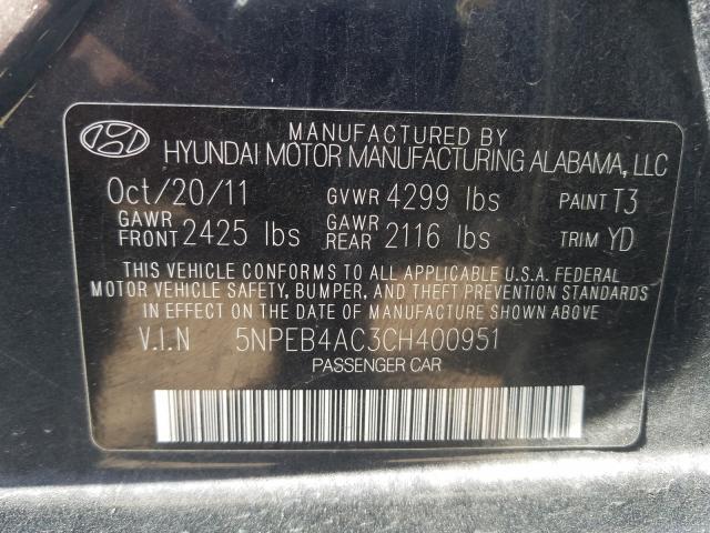 Photo 10 from auction – 2012 HYUNDAI SONATA GLS with VIN 5NPEB4AC3CH400951
