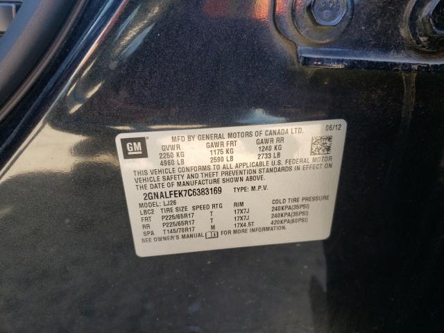 Photo 10 from auction – 2012 CHEVROLET EQUINOX LT with VIN 2GNALFEK7C6383169