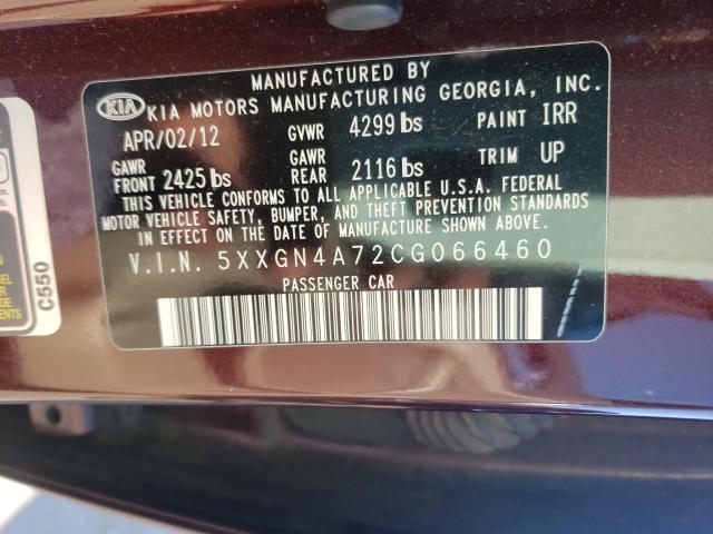 Photo 10 from auction – 2012 KIA OPTIMA EX with VIN 5XXGN4A72CG066460