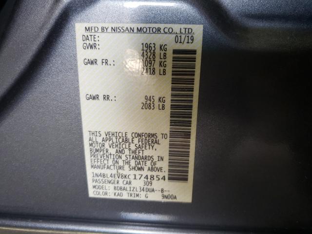 Photo 10 from auction – 2019 NISSAN ALTIMA SL with VIN 1N4BL4EV8KC174854
