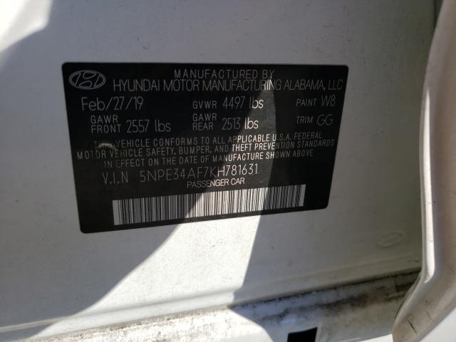 Photo 10 from auction – 2019 HYUNDAI SONATA LIM with VIN 5NPE34AF7KH781631