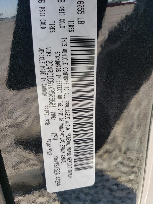 Photo 10 from auction – 2019 CHRYSLER PACIFICA L with VIN 2C4RC1CG1KR505681