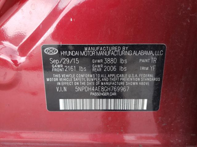 Photo 10 from auction – 2016 HYUNDAI ELANTRA SE with VIN 5NPDH4AE8GH769967