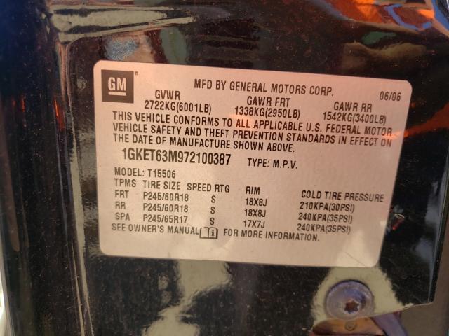 Photo 10 from auction – 2007 GMC ENVOY DENA with VIN 1GKET63M972100387