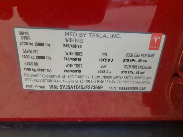 Photo 10 from auction – 2018 TESLA MODEL S with VIN 5YJSA1E45JF273669