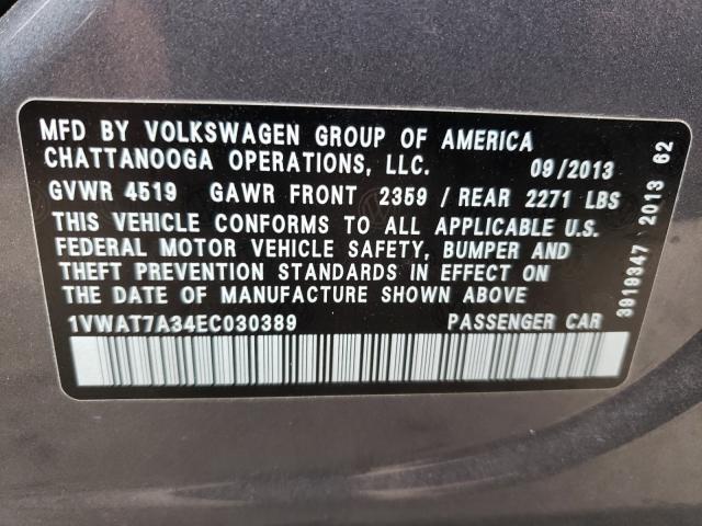 Photo 10 from auction – 2014 VOLKSWAGEN PASSAT S with VIN 1VWAT7A34EC030389