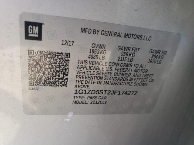 Photo 10 from auction – 2018 CHEVROLET MALIBU LT with VIN 1G1ZD5ST2JF174272