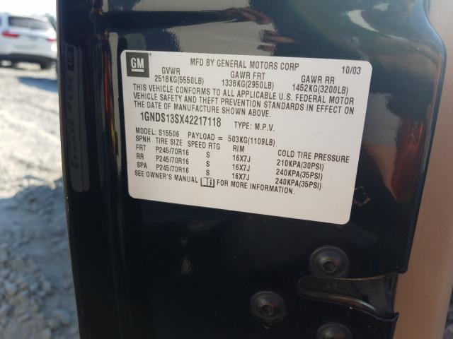 Photo 10 from auction – 2004 CHEVROLET TRAILBLAZE with VIN 1GNDS13SX42217118