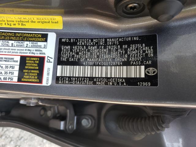 Photo 10 from auction – 2016 TOYOTA CAMRY LE with VIN 4T1BF1FK0GU129764
