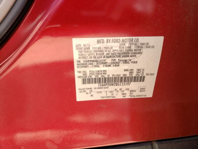 Photo 10 from auction – 2011 FORD TAURUS SEL with VIN 1FAHP2HW2BG155197