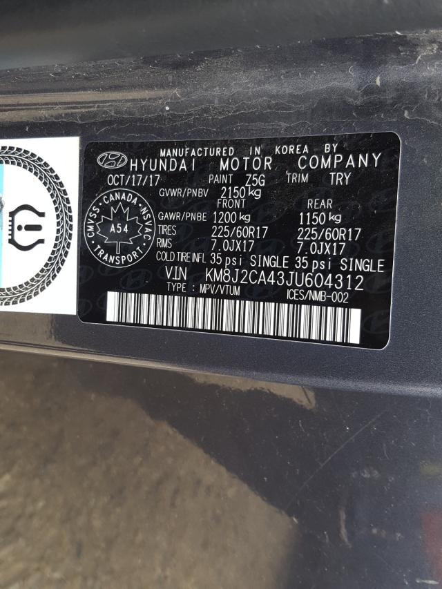 Photo 10 from auction – 2018 HYUNDAI TUCSON SE with VIN KM8J2CA43JU604312
