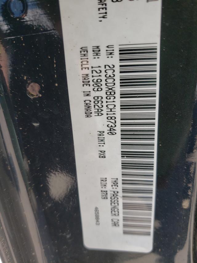 Photo 10 from auction – 2012 DODGE CHARGER SE with VIN 2C3CDXBG1CH187340