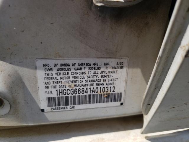 Photo 10 from auction – 2001 HONDA ACCORD EX with VIN 1HGCG66841A010312