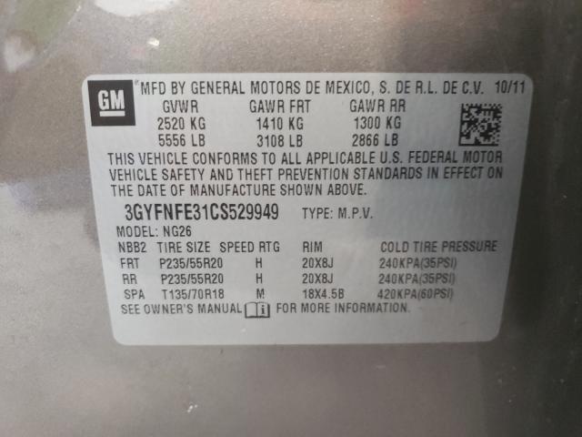 Photo 10 from auction – 2012 CADILLAC SRX PREMIU with VIN 3GYFNFE31CS529949