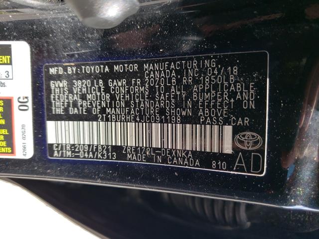 Photo 10 from auction – 2018 TOYOTA COROLLA L with VIN 2T1BURHE4JC091198