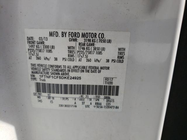 Photo 10 from auction – 2013 FORD F150 with VIN 1FTNF1CF5DKE24925