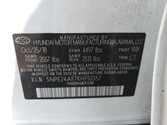 Photo 10 from auction – 2019 HYUNDAI SONATA SE with VIN 5NPE24AF7KH752357