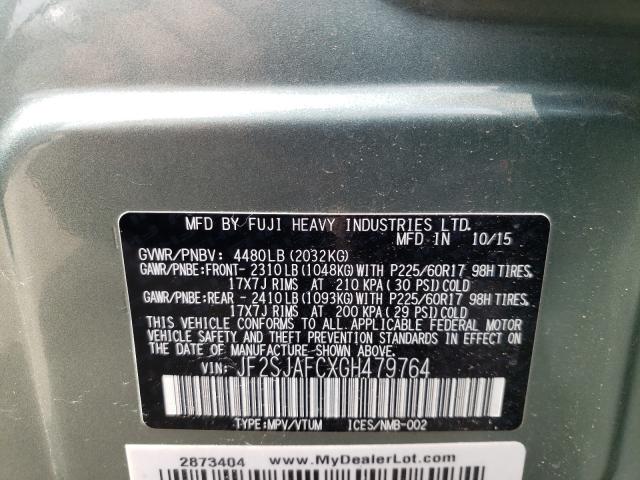 Photo 10 from auction – 2016 SUBARU FORESTER 2 with VIN JF2SJAFCXGH479764