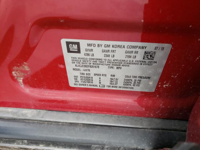 Photo 10 from auction – 2015 BUICK ENCORE with VIN KL4CJCSB2FB261678