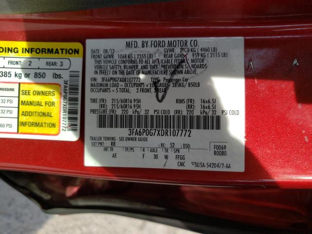 Photo 10 from auction – 2013 FORD FUSION S with VIN 3FA6P0G7XDR107772