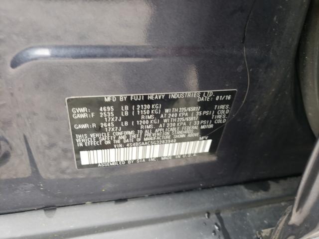 SUBARU OUTBACK 2016 with VIN 4S4BSAAC5G3283940 - Photo from auction
