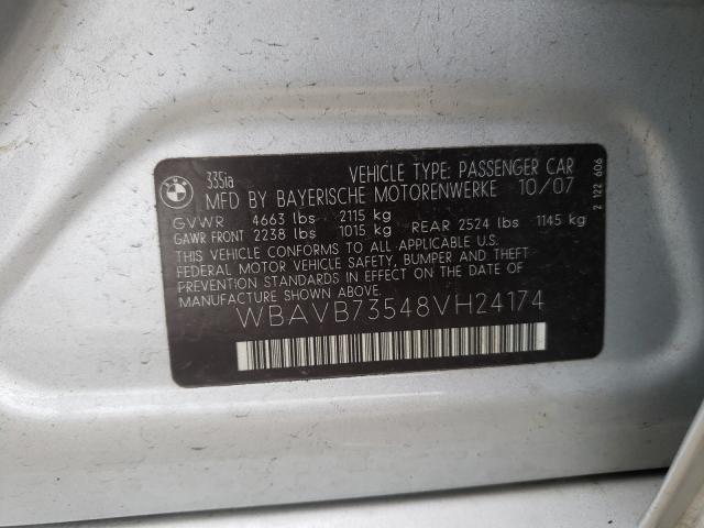 Photo 10 from auction – 2008 BMW 335 I with VIN WBAVB73548VH24174