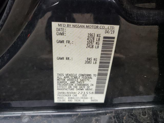 Photo 10 from auction – 2019 NISSAN ALTIMA SL with VIN 1N4BL4EVXKC221558