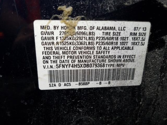 Photo 10 from auction – 2013 HONDA PILOT EXL with VIN 5FNYF4H5XDB079368
