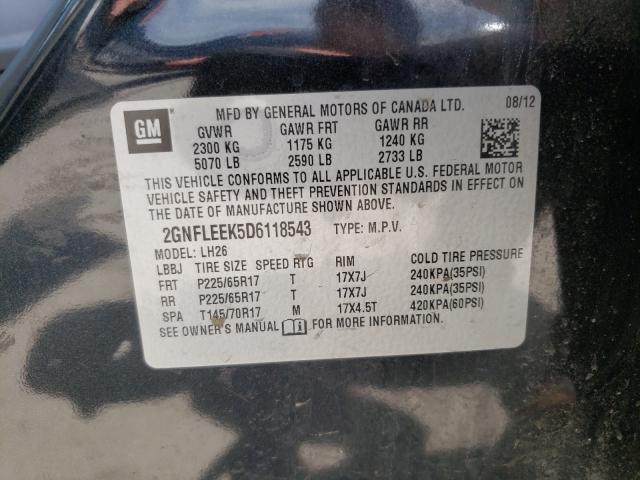Photo 10 from auction – 2013 CHEVROLET EQUINOX LT with VIN 2GNFLEEK5D6118543