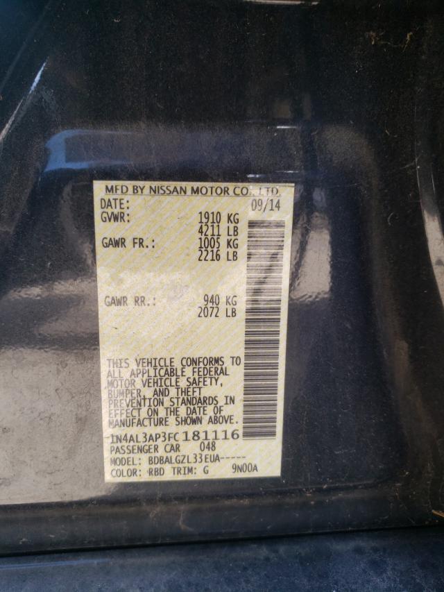 Photo 10 from auction – 2015 NISSAN ALTIMA 2.5 with VIN 1N4AL3AP3FC181116