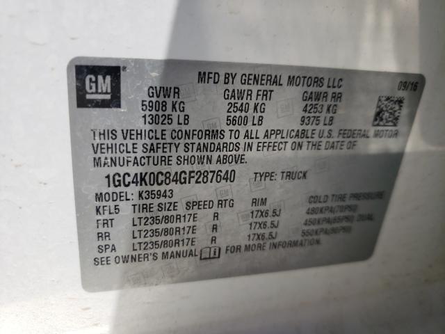 Photo 10 from auction – 2016 CHEVROLET SILVERADO with VIN 1GC4K0C84GF287640