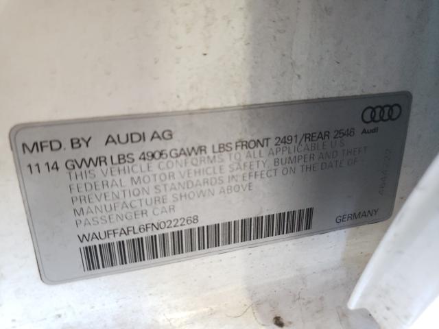 Photo 10 from auction – 2015 AUDI A4 PREMIUM with VIN WAUFFAFL6FN022268