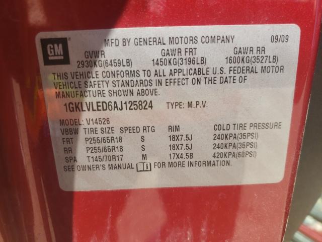 Photo 10 from auction – 2010 GMC ACADIA SLE with VIN 1GKLVLED6AJ125824
