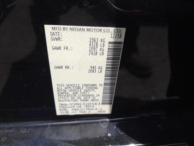 Photo 10 from auction – 2019 NISSAN ALTIMA SR with VIN 1N4BL4CV0KN310563
