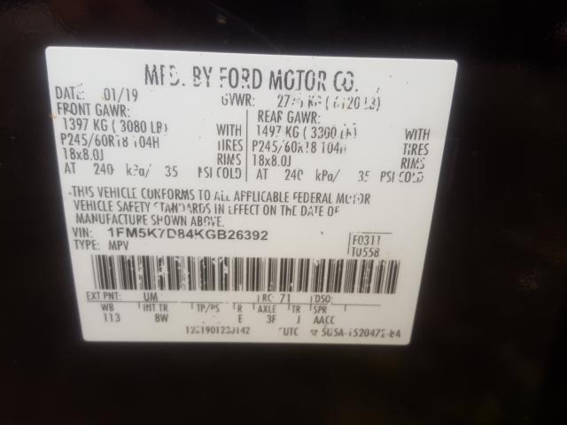Photo 10 from auction – 2019 FORD EXPLORER X with VIN 1FM5K7D84KGB26392