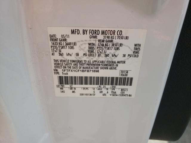 Photo 10 from auction – 2011 FORD F150 SUPER with VIN 1FTFX1CF1BFB71898