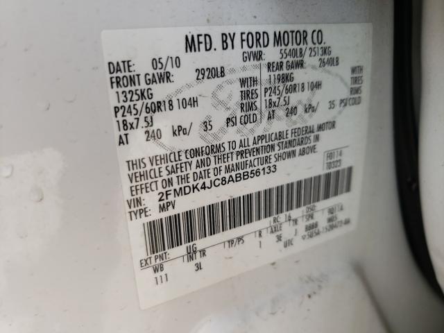 Photo 10 from auction – 2010 FORD EDGE with VIN 2FMDK4JC8ABB56133