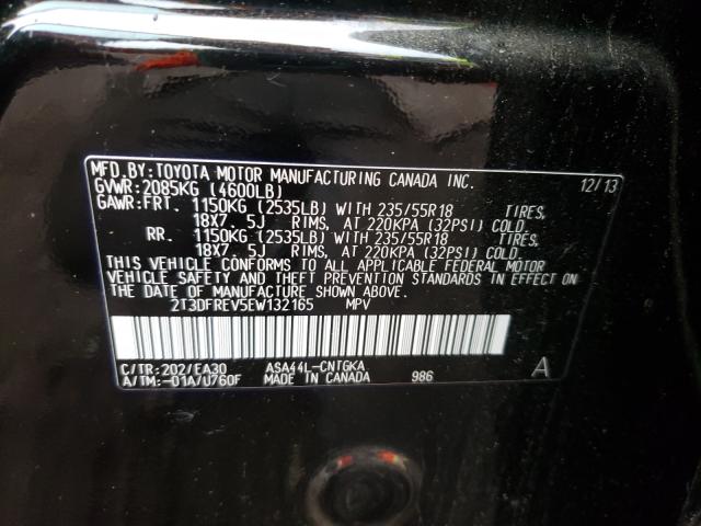 Photo 10 from auction – 2014 TOYOTA RAV4 LIMIT with VIN 2T3DFREV5EW132165