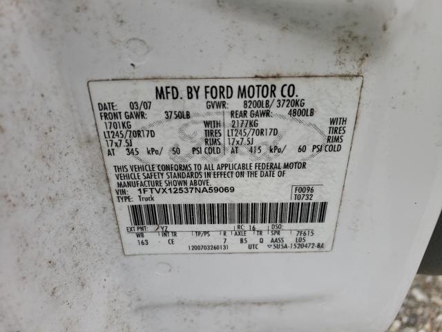 Photo 10 from auction – 2007 FORD F150 with VIN 1FTVX12537NA59069